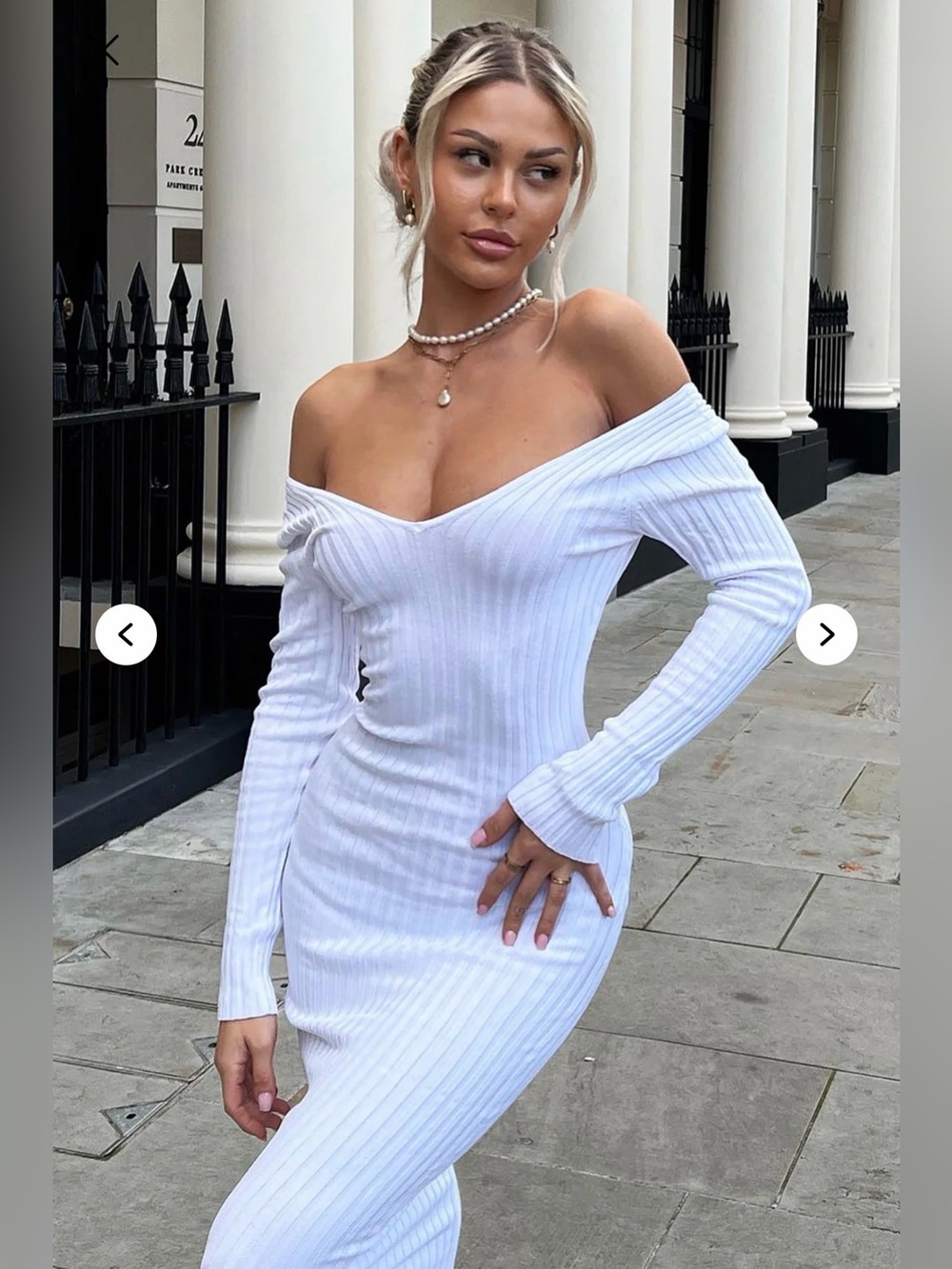 Zara Ribbed White Bodycon Dress baby blue